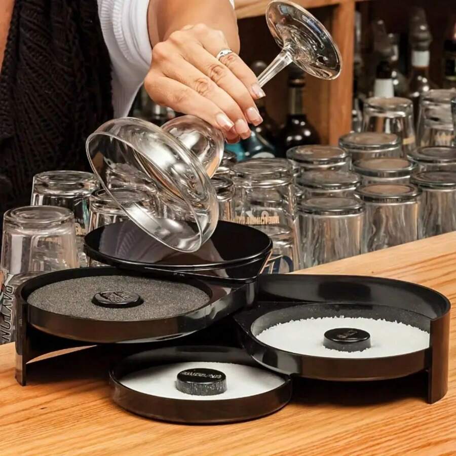 1個三層調味料盒,適用於鹽、糖、葡萄酒、雞尾酒等,適用於餐廳、家庭廚房、酒吧配件