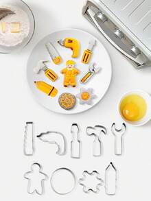 不鏽鋼復活節、恐龍、工具箱、蝴蝶、餅乾模具,12入組不鏽鋼餅乾切模具,手動壓餅模具,水果切割模具,餃子模具,diy廚房工具 - 餅乾模具套裝 - 查看 1