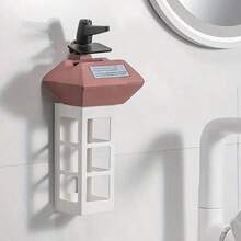 1 件免钻浴室美发工具收纳架，适用于吹风机、直发器、卷发器、直发器和梳子，壁挂式粘性支架，适用于沐浴球袋和发饰篮 - 透明 - 查看 3