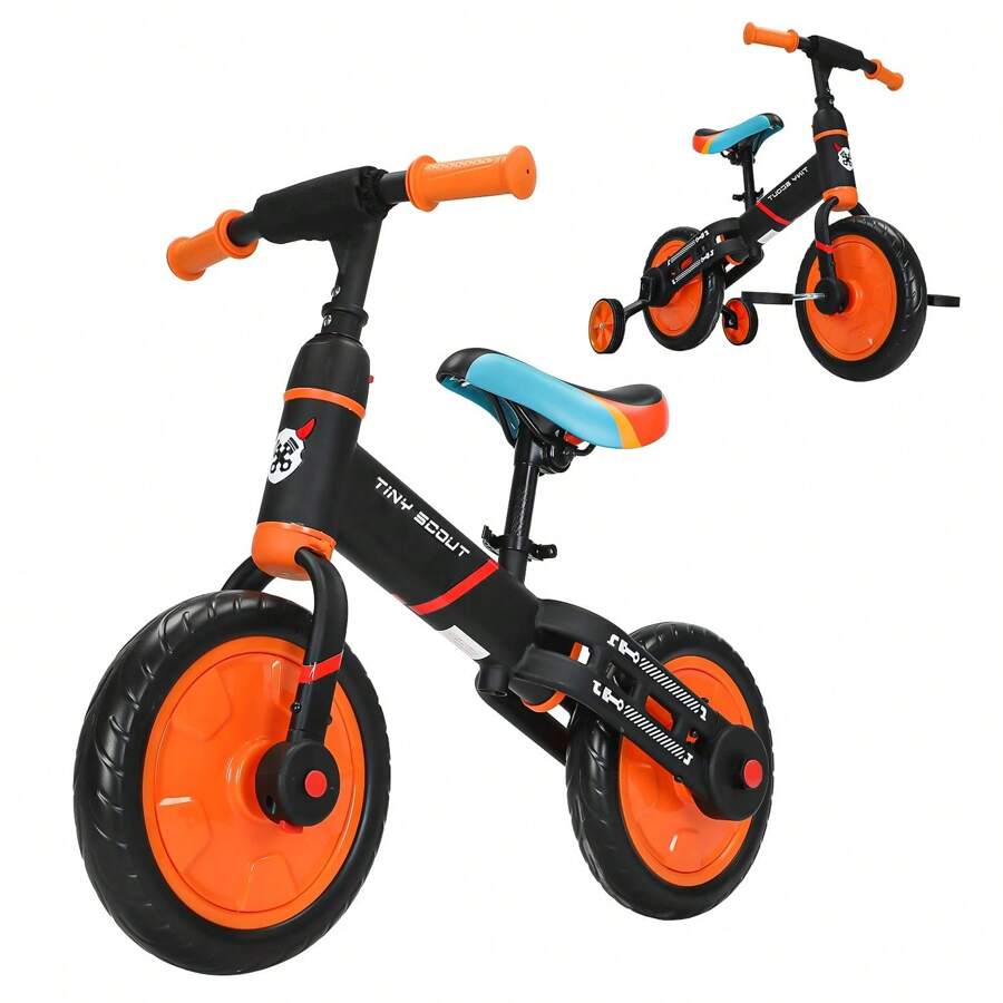 UBRAVOO Tiny Scout Balance Bike For Kids From 3 4 5 Years, 4-In-1 Toddler Bike From 3 Years With Optional Support Wheels And Pedals, Sporty Frame, 28 Cm Wheels, Saddle Height Adjustable - 橘色 - 查看 1