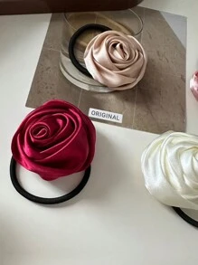 1 女士法式缎玫瑰发带，简约超仙，甜美个性，复古高端橡皮筋，适合日常佩戴波西米亚风马尾辫发夹发圈橡皮筋发绳弹性发带 - 彩色 - 查看 5