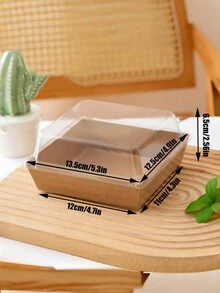 20入組三明治包裝盒,方形紙塑料容器,適用於糕點、蛋糕、肉鬆和海產品 - 棕色 - 查看 2