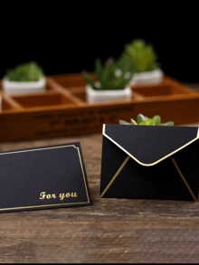 Envelope Set Including Envelope & Sheets, Membership Card Envelope, Greeting Card Envelope, Small Bank Card Envelope, Western Style Envelope For Identity Card & Other Cards Gold-Stamped - White - View 4