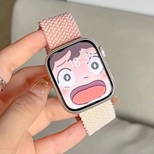 1 Miếng Đầy sao Trắng & Màu hồng Thoáng khí Bện Thể thao Watch Band  , Tương thích với Apple Watch Ban nhạc 38/40/41/42/44/45/49mm , Tương thích với Apple Watch Loạt Ultra/9/8/7/6/5/4/3/2/1/se - Hồng - Xem 1