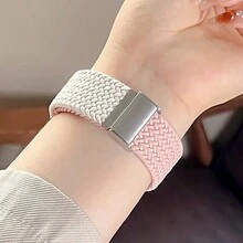 1 Miếng Đầy sao Trắng & Màu hồng Thoáng khí Bện Thể thao Watch Band  , Tương thích với Apple Watch Ban nhạc 38/40/41/42/44/45/49mm , Tương thích với Apple Watch Loạt Ultra/9/8/7/6/5/4/3/2/1/se - Hồng - Xem 3