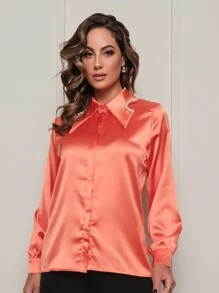 Women Blouses - Orange - View 3
