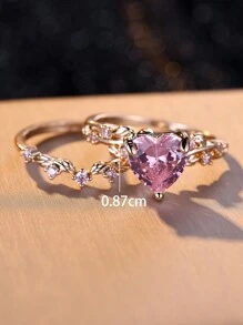 1 Bộ Của Thanh tú Có thể xếp chồng lên nhau Bộ nhẫn , Bao gồm Thanh lịch Màu hồng Và Rượu sâm banh Vàng Nhẫn đính hôn , Hoàn hảo Đối với Mặc hàng ngày Hoặc Qủa tặng Đối với Của bạn Người thân yêu - nhẫn - Xem 4