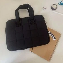 1 szt Styl Ins Minimalistyczny I Z górnej półki Pled Komputer Torba , Jednolity kolor iPada Ochronny Torebka  Odpowiedni Dla Studenci I Gabinet Pracownicy - Czarne - Zobacz 5