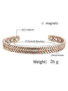 1PC 99.99% Pure Copper Bracelet Women,Magnetic Copper Bracelet Is Very Fashionable ,The Opening Is Adjustable And Can For Women,Simple Style Jewelry Decoration (Braided Tricolour Pattern) - Multicolor - View 6