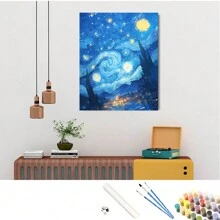 Paint By Numbers Van Gogh's Starry Moon Night Kit - Van Gogh Starry Night D - View 1