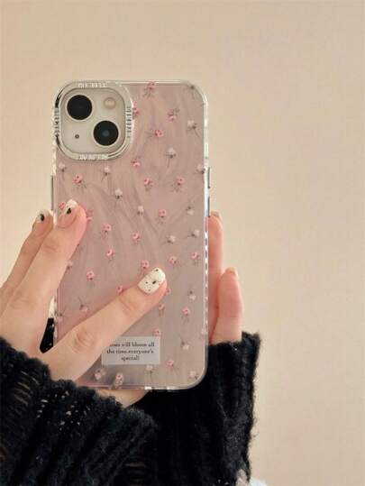 Summer Apple Rose & Small Ditsy Floral Pattern Ins Style Phone Case Compatible With IPhone 14 , Pink Color, Anti-Drop Design, Compatible With IPhone 13 Promax, 15pro, 12, 11, 14pro, Full-Covered Soft Silicone Case Waterproof Shockproof Scratch Resistant