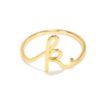 女士時尚迷你字母戒指a-z指頭不銹鋼戒指美學婚禮首飾禮物 - 金黃色 - 查看 10