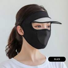 1 Pc Spring/Summer Sun Protection Face Mask, UV Blocking, Breathable Mask With Brim, Unisex Outdoor Cycling Sun Mask, Ice Silk Full Face Windproof Mask, Integrated Mask & Cap Design - Multicolor - View 7