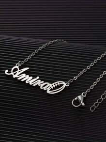 Personalized Men And Women Custom Simple Fashion Stainless Steel Name Wings Necklace Mother's Day Father's Day Valentine's Day To Commemorate Graduation Bestie Friends Birthday High-End Name Wings Pendant Gift Valentines