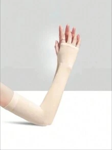 純色露指長手套 - 膚色 - 查看 4