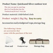 Đồng hồ tự động Cửa sổ Bật lên Lều Đối với Cắm Trại Ngoài Trời , Không thấm nước , Chống nắng Và Chống muỗi , Có thể mang đi - trắng - Xem 6