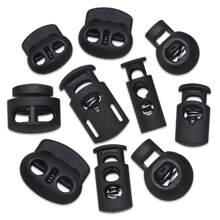 Mới 10 cái Đen Cord Khóa Nhựa Nút chặn Cord Kẹp Khóa Nút Đen Sương giá Quần áo thể thao DIY Phụ kiện túi - 10 miếng - Xem 2