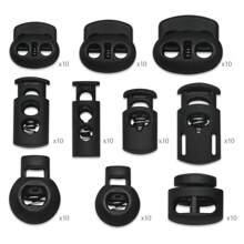 Mới 10 cái Đen Cord Khóa Nhựa Nút chặn Cord Kẹp Khóa Nút Đen Sương giá Quần áo thể thao DIY Phụ kiện túi - 10 miếng - Xem 8