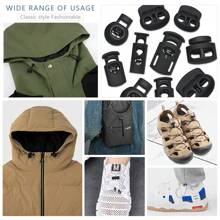 Mới 10 cái Đen Cord Khóa Nhựa Nút chặn Cord Kẹp Khóa Nút Đen Sương giá Quần áo thể thao DIY Phụ kiện túi - 10 miếng - Xem 6