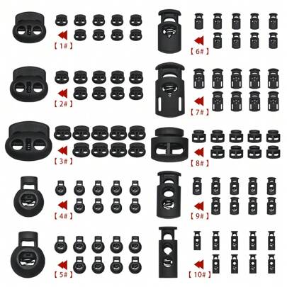New 10pcs Black Cord Lock Plastic Stopper Cord Ends Toggles Clip Buckle Button Black Frost Shoelace Sportswear DIY Bag Accessory
