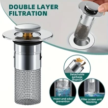 Stainless Steel Sink Strainer, Bathroom Drain, Hair And Debris Catcher, Removable And Easy To Clean - Silver - View 7