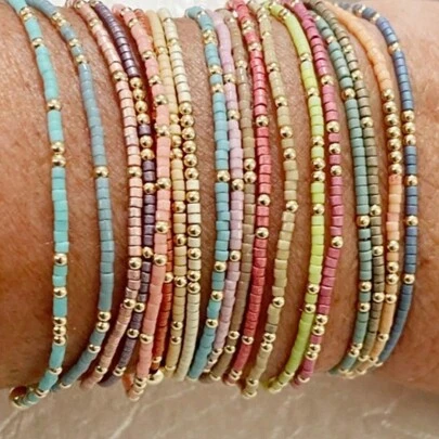 1 pieza Pulsera bohemia de alta calidad con cuentas pequeñas de semilla multicolor de cobre, joyería arcoíris 2026 nuevo regalo hecho a mano para mujeres y niñas