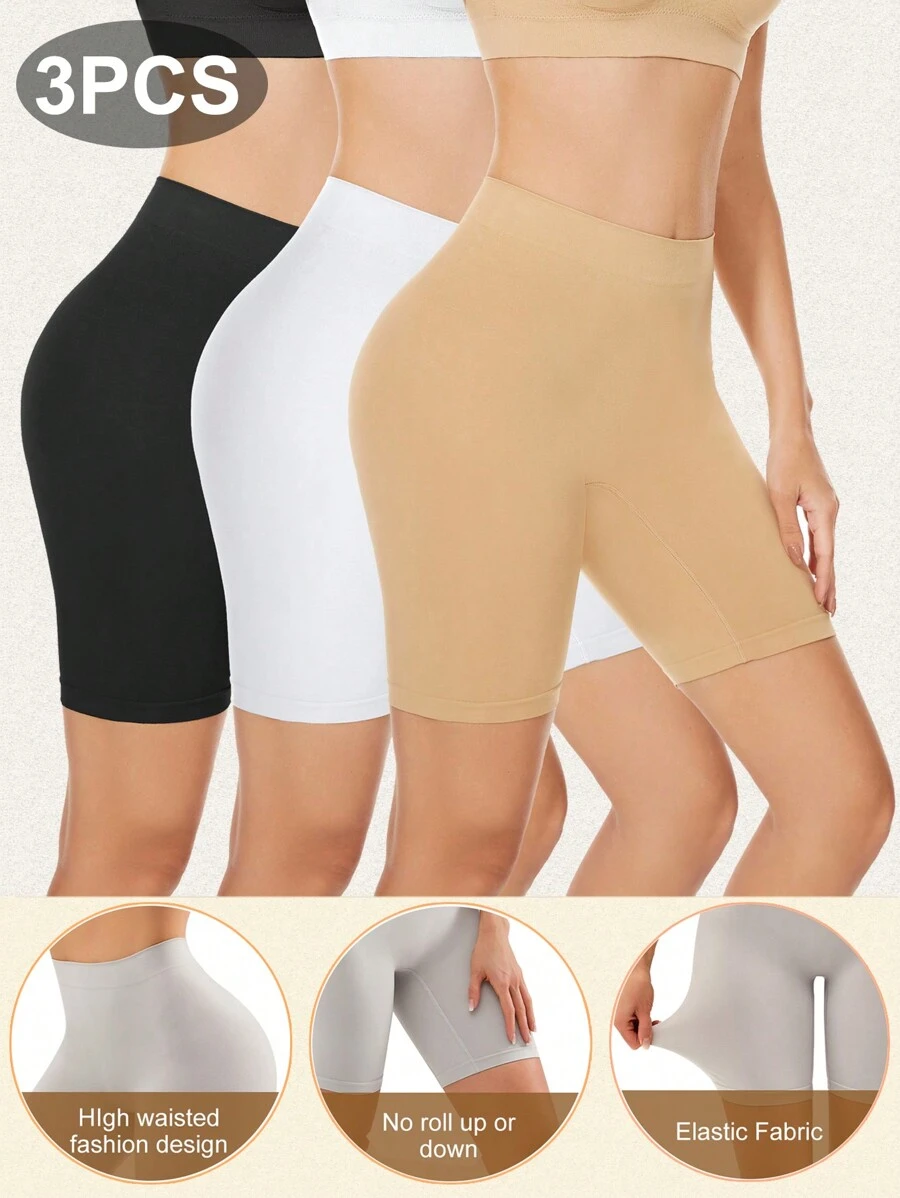Bộ 3 chiếc quần short nữ thoải mái, không đường may, có lớp lót mịn, thích hợp để mặc cùng váy. - Nhiều màu - Xem 1