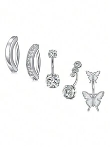 5pcs Dangle Belly Button Rings Cute Pink Heart Stainless Steel Belly Piercing Jewelry  Resever Rings For Women Navel Piercing Jewelry - Belly ring - View 19