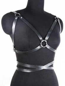 1 Miếng Của phụ nữ Đen Một cỡ chất liệu da PU Thắt lưng Harness Với Ngựa Cưỡi Bánh răng Thiết kế , Punk Gô-tích Quần áo Phụ kiện - màu đen - Xem 5