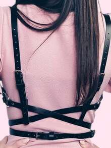 1 Miếng Của phụ nữ Đen Một cỡ chất liệu da PU Thắt lưng Harness Với Ngựa Cưỡi Bánh răng Thiết kế , Punk Gô-tích Quần áo Phụ kiện - màu đen - Xem 3