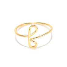 女士時尚迷你字母戒指a-z指頭不銹鋼戒指美學婚禮首飾禮物 - 金黃色 - 查看 12
