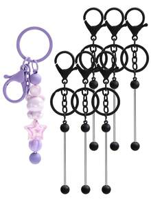 1入流行的黑色合金鑰匙扣附帶珠寶吊墜-耐用,多功能,流行的配件,如鑰匙扣和包扣 - 鑰匙扣 - 查看 1