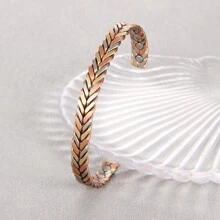 1PC 99.99% Pure Copper Bracelet Women,Magnetic Copper Bracelet Is Very Fashionable ,The Opening Is Adjustable And Can For Women,Simple Style Jewelry Decoration (Braided Tricolour Pattern) - Multicolor - View 7