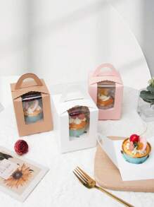 10 chiếc/20 chiếc/30 chiếc Hộp đựng bánh cupcake giấy ngày lễ tình nhân có cửa sổ trưng bày, túi đựng bánh cupcake đơn, giấy lót bánh cupcake dùng một lần có chèn và tay cầm, thích hợp cho tiệm bánh, đám cưới, tiệc mừng em bé, sinh nhật, tiệc tùng, ngày lễ và lễ kỷ niệm - Giấy - Xem 12
