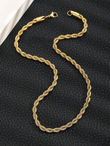 1 Miếng Con trai Tối giản Xoắn Dây chuyền Thép không gỉ Đồ trang sức Để Trang Trí Hàng Ngày - Vàng - Xem 3
