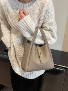 Premium Tote Bag For Women, Four-Season Handheld Commuting Bag, Versatile Fashionable Outing Large Capacity Shoulder Bag - Grey - View 4