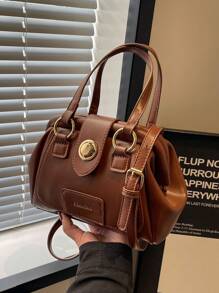 時尚大容量女士手提包 - 棕色 - 查看 4