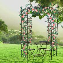 MERAX Metal Garden Arch Iron Garden Arbors Gazebo Dia 81.3'' X 114.2'' High Birdcage Shape Pergola Pavilion For Wedding Ceremony - 黑色 - 查看 1
