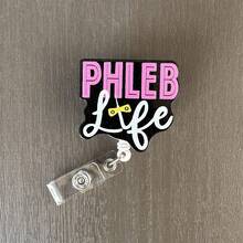 1pc PHLEB Badge Reel Retractable ID Tag Card Holder With Clip For Nurse, Work, Office Workers - Black - View 4