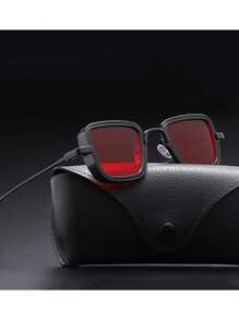 1 pieza Gafas de hombre con montura gruesa y cuadrada de metal con estilo retro, para pesca, conducir, ocio y accesorios de playa - Multicolor - Ver 9