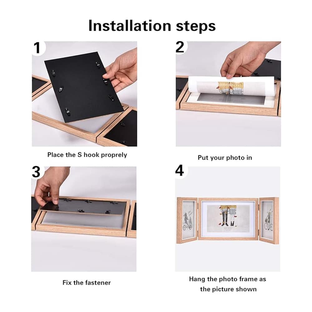 Three Picture Frames Triple Hinged Picture Frame Display 4x6 And 5x7