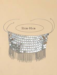 性感閃閃發光的鏈子項鍊,手工鏈飾適用於街頭時尚裝扮 - 銀色 - 查看 3