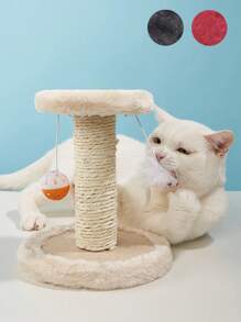 1个宠物毛绒猫抓柱，适合猫咪，缓解无聊，磨爪，自娱自乐（随机颜色铃铛球）