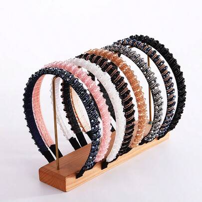 1 Pieza Diadema De Estilo Barroco Europeo Y Americano Con Cristales, Adecuada Para Uso Diario Con Detalles De Esponja Y Borde Delgado, Elegante Decoración Con Pedrería Y Cuenta