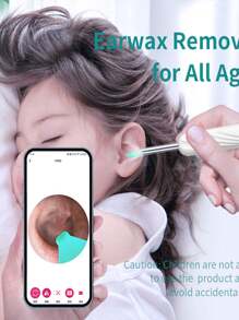 NE16 Wireless WiFi Ear Pick Otoscope Camera 1296P Borescope Luminous Ear Wax Cleaning Teeth Oral Inspection Ear CleanerNew Ear Wax Removal Smart Visual Ear Cleaner USB Ear Wax Remover Endoscope Camera Pick Tool Camera - White - View 3