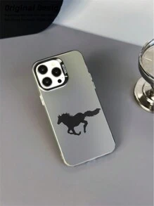 Black Running Horse Imd New Electroplating Metal Button Matte Painting Phone Case, Compatible With Iphone 15 Pro Max, Ins-Style Simple But Advanced Look, Compatible With Iphone 14 Pro With Large Camera Cutouts, Low-Key Advanced Design Compatible With IPhone 13/12, And Simple Deluxe Full Protection Case Compatible With IPhone 11 And 11 Pro, Xr/Xs For Both Men And Women,International Version, Not The Domestic Version - Multicolor - View 4
