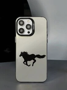 Black Running Horse Imd New Electroplating Metal Button Matte Painting Phone Case, Compatible With Iphone 15 Pro Max, Ins-Style Simple But Advanced Look, Compatible With Iphone 14 Pro With Large Camera Cutouts, Low-Key Advanced Design Compatible With IPhone 13/12, And Simple Deluxe Full Protection Case Compatible With IPhone 11 And 11 Pro, Xr/Xs For Both Men And Women,International Version, Not The Domestic Version - Multicolor - View 5