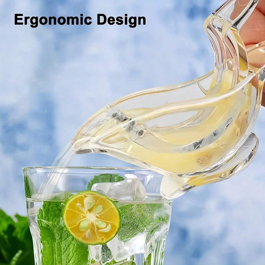 A Portable Plastic Manual Lemon Squeezer, Transparent Lemon Juice Press