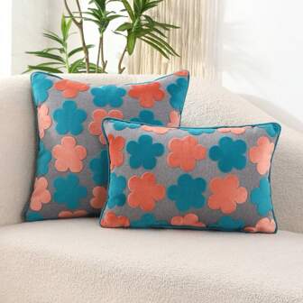 1pc Splice Graphics Daisy Shaped Cut Velvet Decoration Pillowcase (Excluding Pillow Core), Flannel Material, Wrapped Edge Craftsmanship, Comfortable Touch, High-End Feeling