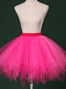 Une jupe tutu moelleuse pour femme, ourlet asymétrique, style princesse A-line, jupe en maille multicouche, sans cerceaux, jupe avec jupon, convient pour les festivals, les scènes, les banquets, les représentations, la tenue de cosplay, la jupe pour la fête des enfants, disponible en blanc, noir, rouge, rose, orange, bleu lac, vert fluorescent, Halloween